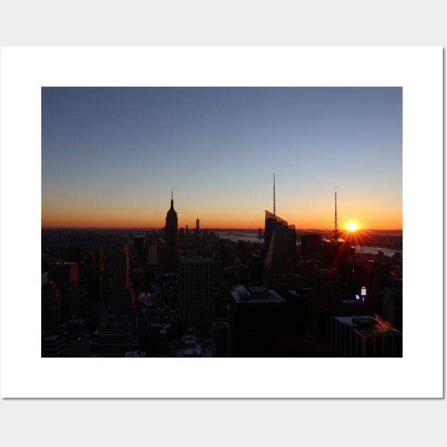 Downtown New York City Skyscrapers during Sunset in Winter Wall Art by Christine aka stine1